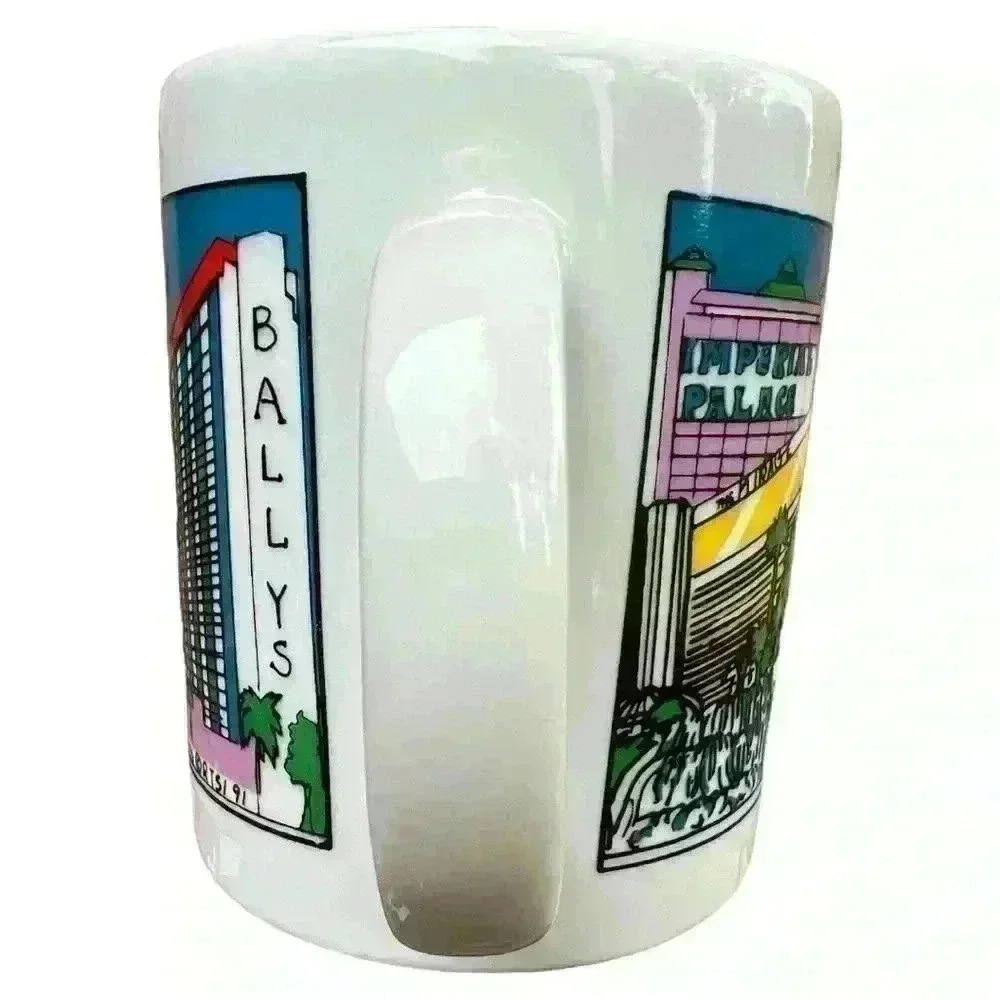 Vintage 90s Las Vegas casino hotels travel souvenir collector mug multicolored - Picture 5 of 8
